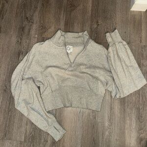 Offline by Aerie Gray Cropped Pullover Sweater